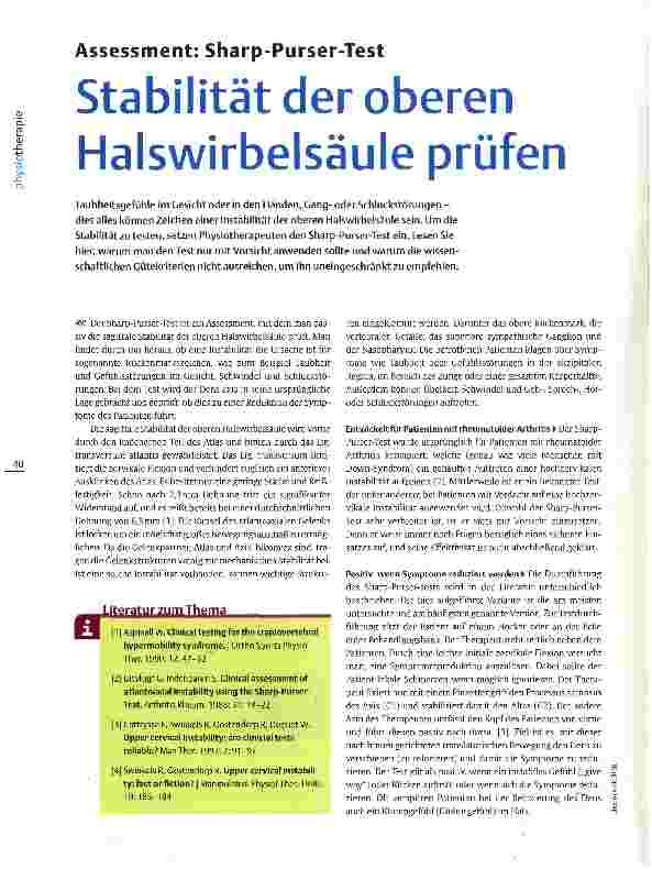 Vorschauseite 1: Assessment: Sharp-Purser-Test Stabilität der oberen Halswirbelsäule prüfen