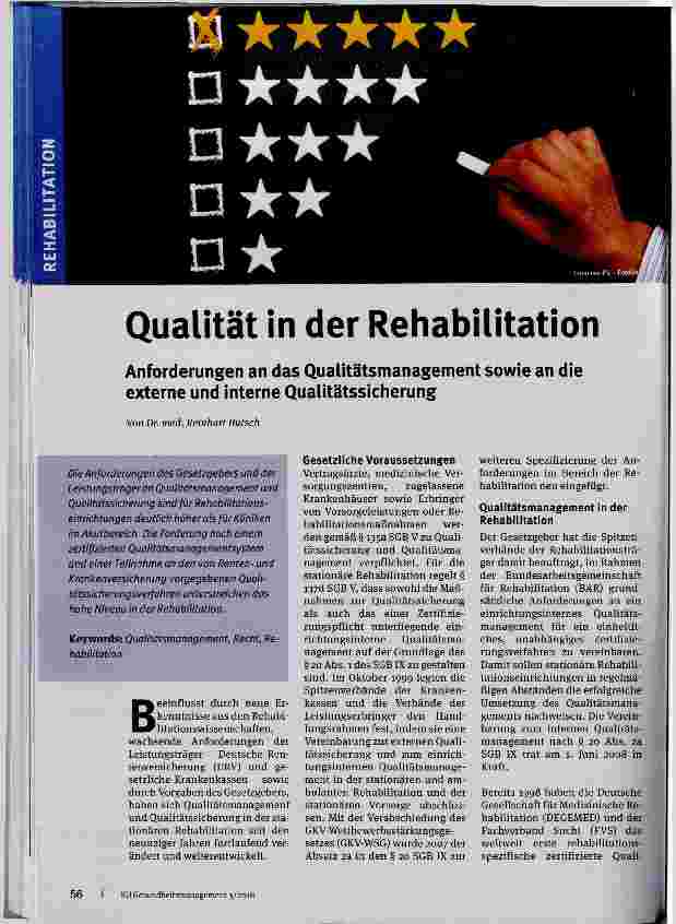 Vorschauseite 1: Qualität in der Rehabilitation