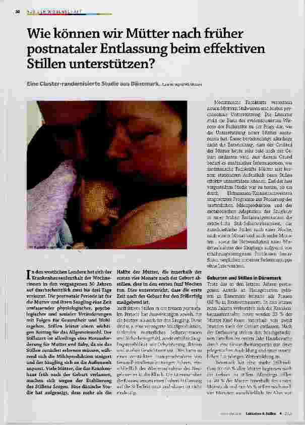Vorschauseite 1: Wie können wir Mütter nach früher postnataler Entlassung beim effektiven StiUen unterstützen?