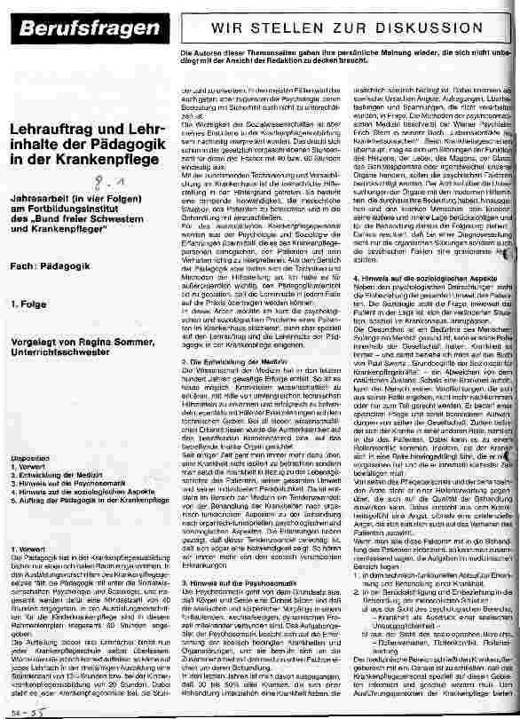 Vorschauseite 1: Lehrauftrag und Lehrinhalte der Pädagogik in der Krankenpflege 1. Folge Fach: Pädagogik