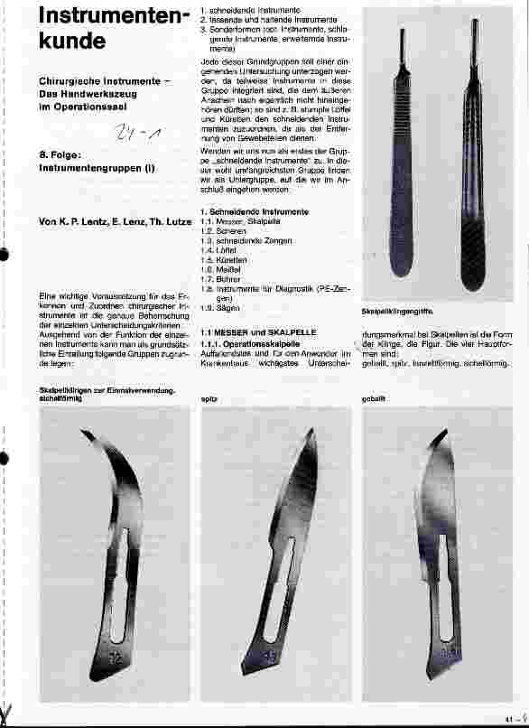 Vorschauseite 1: Instrumentenkunde - Chirurgische Instrumente 8. Folge: Instrumentengruppen (I)