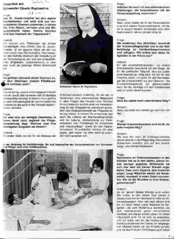 Vorschauseite 1: Das St. Josefs-Hospital Wiesbaden Interview mit Oberin Raphaelina