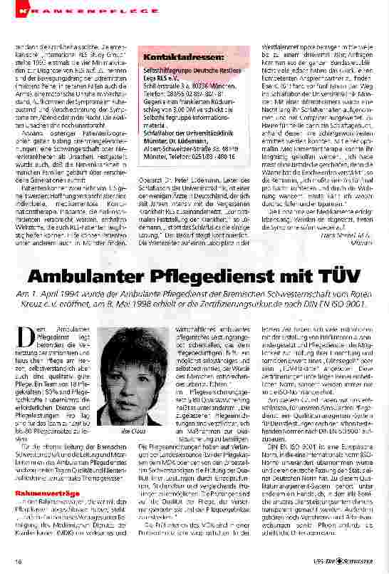 Vorschauseite 2: Restless Legs Syndrom - die vergessene Krankheit