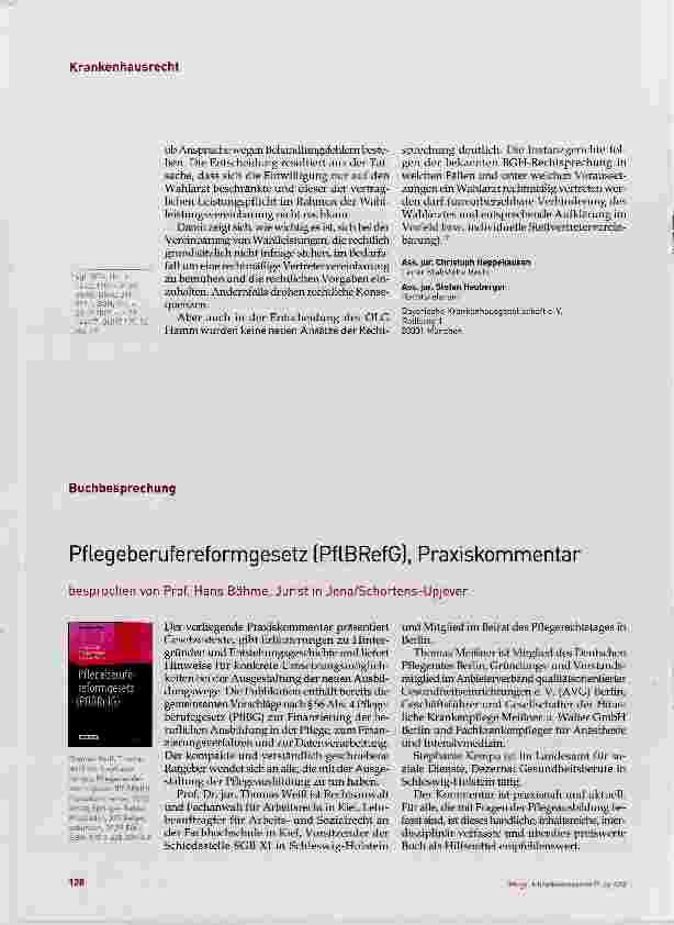 Vorschauseite 5: Einwilligungserfordernis bei wahlärztlichen Eingriffen