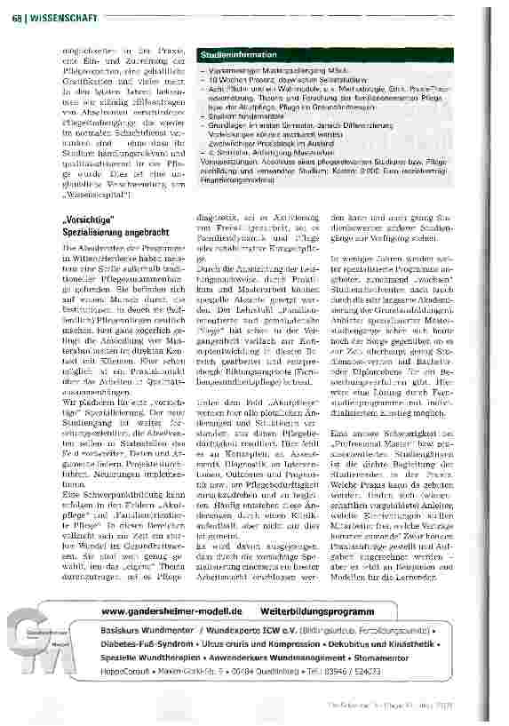 Vorschauseite 2: Akademische Spezialisierung in der Pflegepraxis