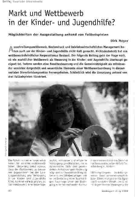 Vorschauseite 1: Markt und Wettbewerb in der Kinderund Jugendhilfe?