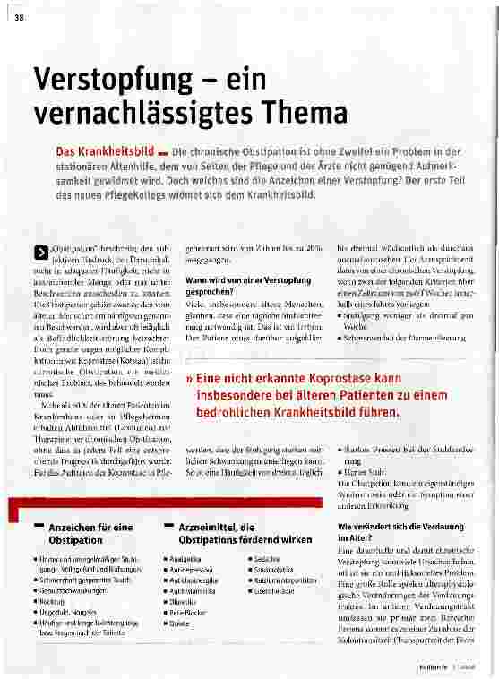 Vorschauseite 1: Verstopfung - ein vernachlässigtes Thema