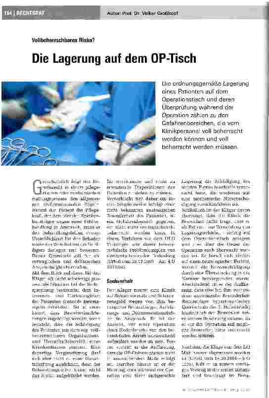 Vorschauseite 1: Die Lagerung auf dem OP-Tisch