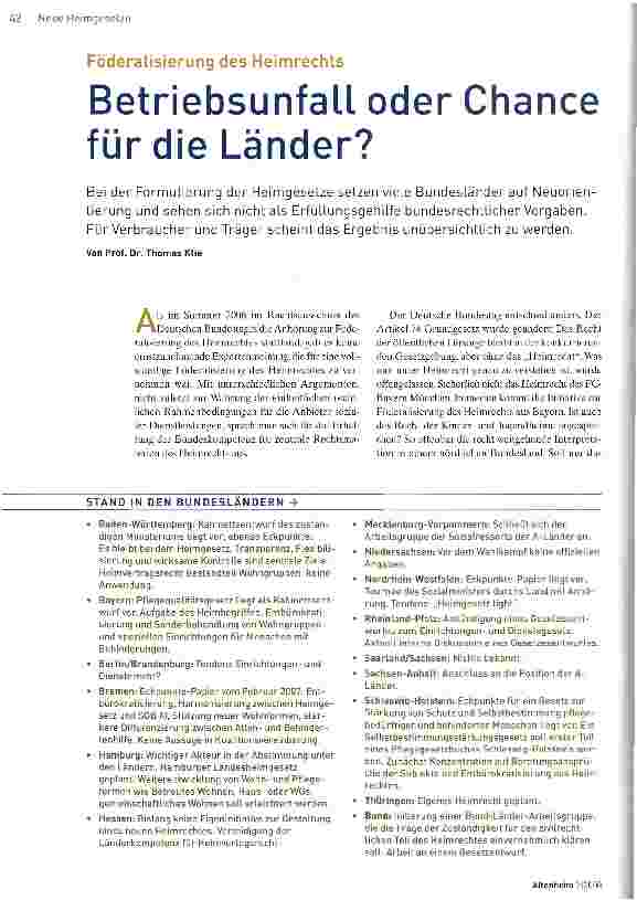Vorschauseite 1: Betriebsunfall oder Chance für die Länder?