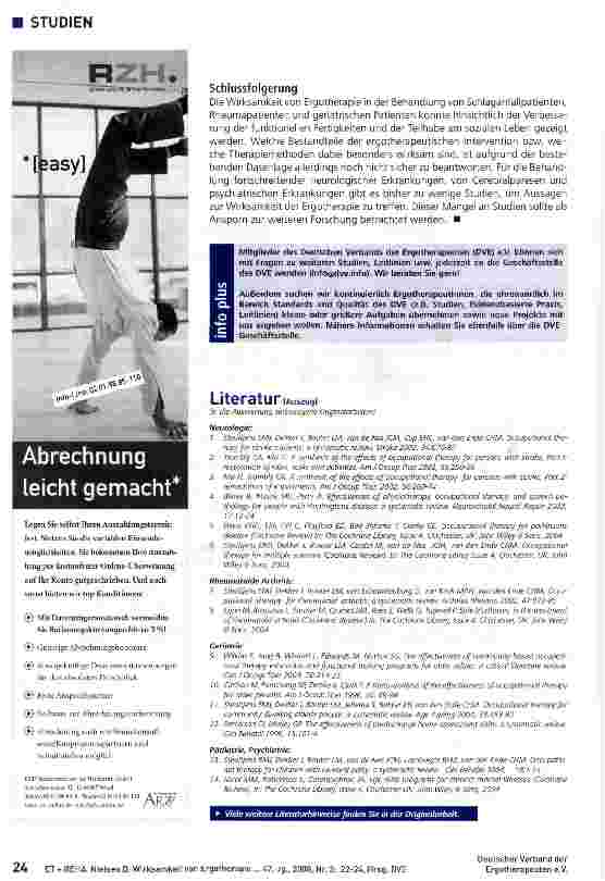 Vorschauseite 3: Wirksamkeit von Ergotherapie:Ein Überblick über systematische Reviews zu verschiedenen Krankheitsbildern