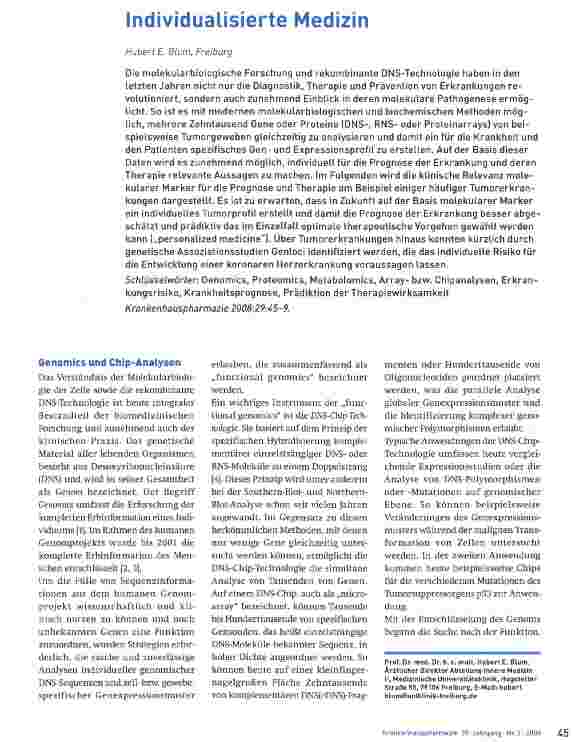 Vorschauseite 1: Individualisierte Medizin