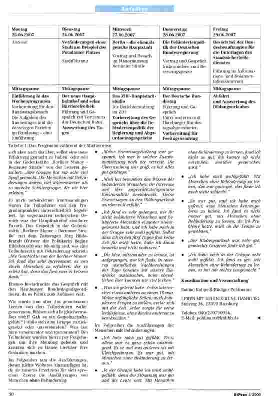 Vorschauseite 2: Miteinander lernen - Studienfahrt nach Berlin für betreute Menschen, Berufsbetreuer und Behördenvertreter