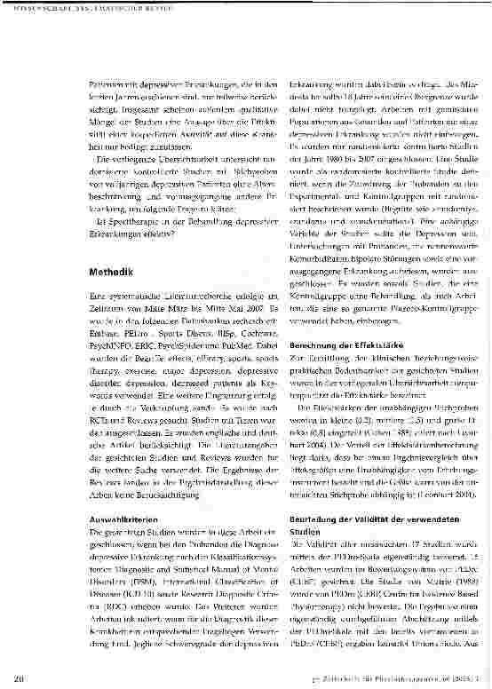 Vorschauseite 4: Sporttherapie bei depressiven Erkrankungen