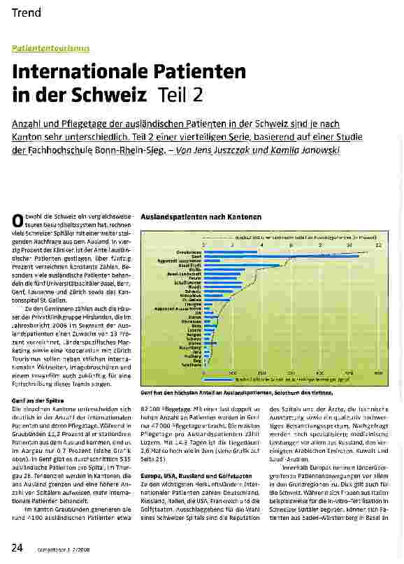 Vorschauseite 1: Internationale Patienten in der Schweiz Teil 2