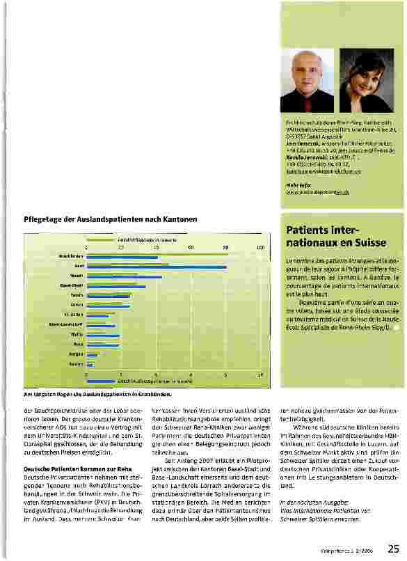 Vorschauseite 2: Internationale Patienten in der Schweiz Teil 2
