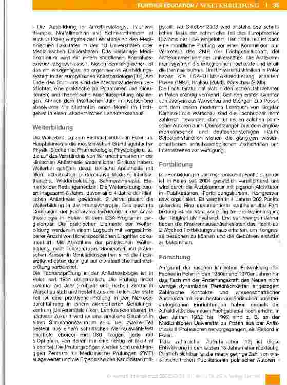 Vorschauseite 3: Anästhesiologie in Polen