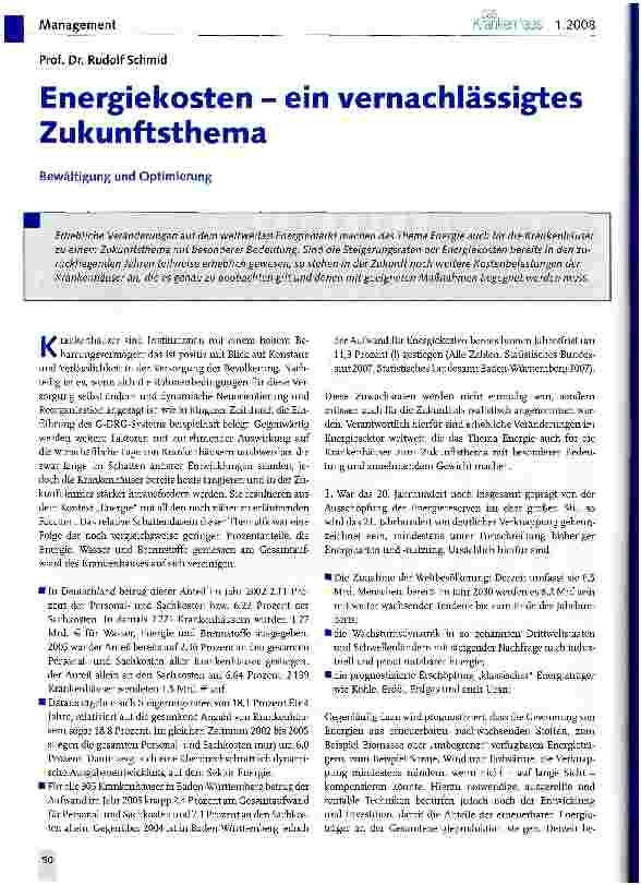 Vorschauseite 1: Energiekosten - ein vernachlässigtes Zukunftsthema