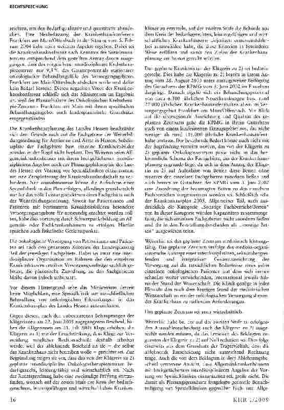 Vorschauseite 3: Errichtung eines interdisziplinären Zentrums für onkologische Erkrankungen mit Aufnahme in den Krankenhausplan