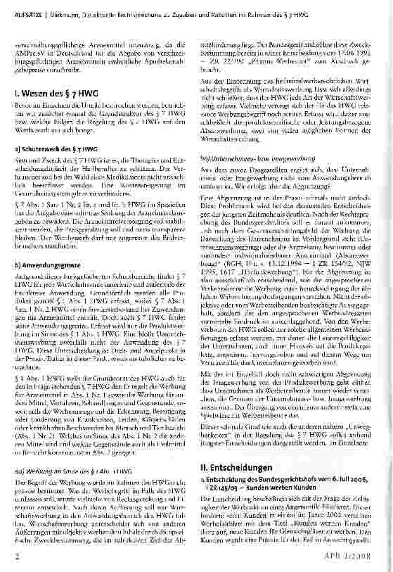 Vorschauseite 2: Die aktuelle Rechtsprechung zu Zugaben und Rabatten im Rahmen des § 7 HWG