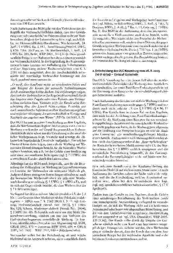 Vorschauseite 3: Die aktuelle Rechtsprechung zu Zugaben und Rabatten im Rahmen des § 7 HWG