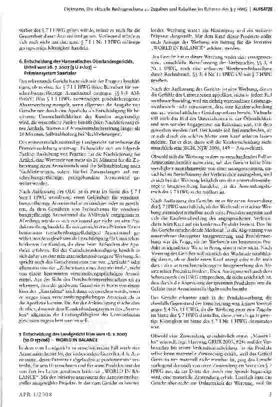 Vorschauseite 5: Die aktuelle Rechtsprechung zu Zugaben und Rabatten im Rahmen des § 7 HWG