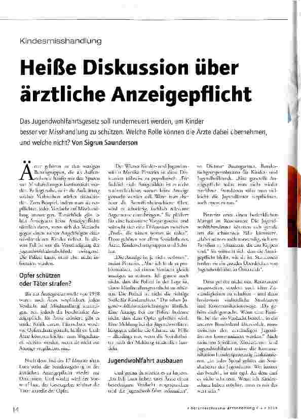 Vorschauseite 1: Heiße Diskussion über ärztliche Anzeigepflicht