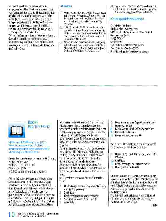 Vorschauseite 3: Ergebnisse eines ESBL Mitpatientenscreenings in einemSchwerpunktkrankenhaus