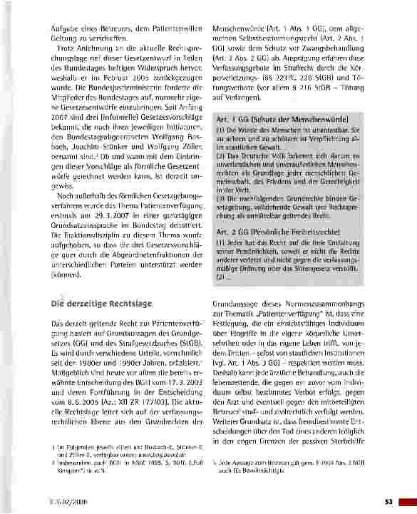 Vorschauseite 2: Die Patientenverfügung -Aktuelle Entwicklungen und derzeitige Rechtslage