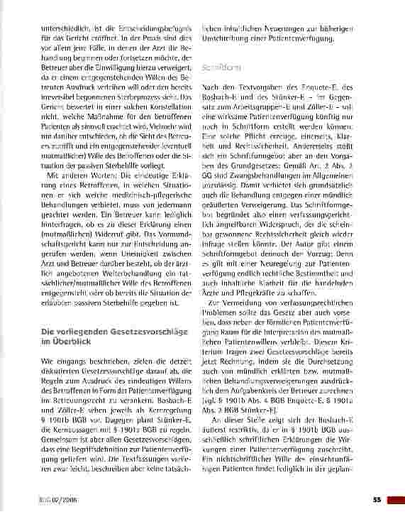Vorschauseite 4: Die Patientenverfügung -Aktuelle Entwicklungen und derzeitige Rechtslage