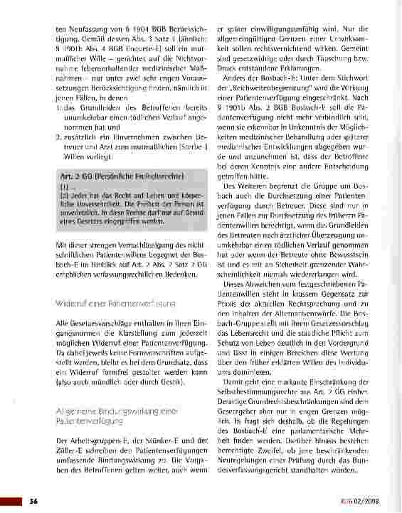 Vorschauseite 5: Die Patientenverfügung -Aktuelle Entwicklungen und derzeitige Rechtslage
