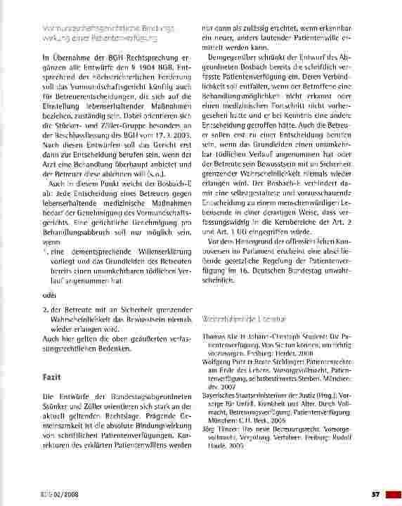 Vorschauseite 6: Die Patientenverfügung -Aktuelle Entwicklungen und derzeitige Rechtslage
