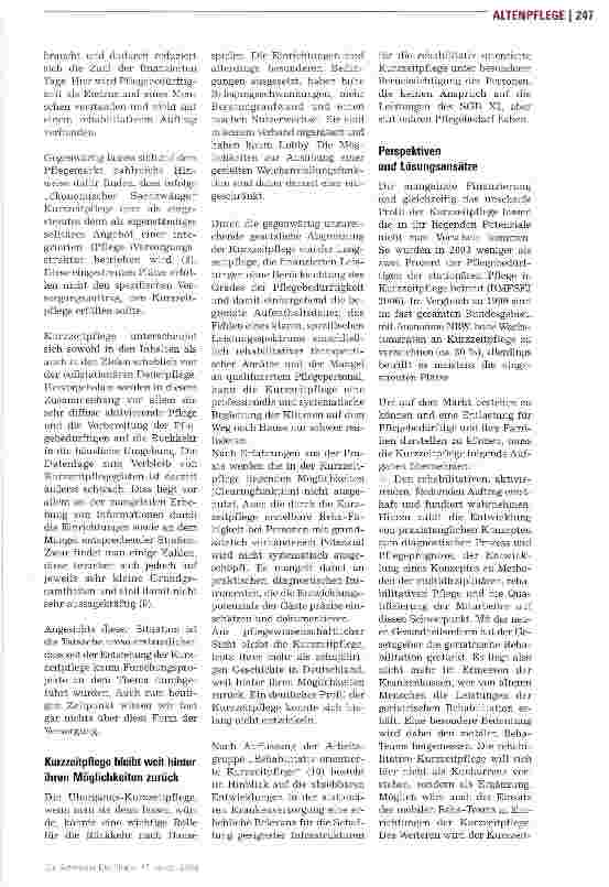 Vorschauseite 4: Wieder nach Hause -Chancen der Kurzzeitpflege