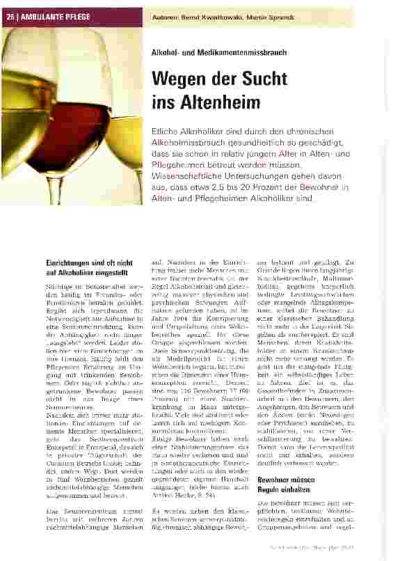 Vorschauseite 1: Wegen der Sucht ins Altenheim