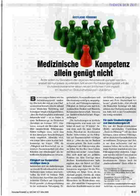 Vorschauseite 1: Medizinische 9P Kompetenz allein genügt nicht