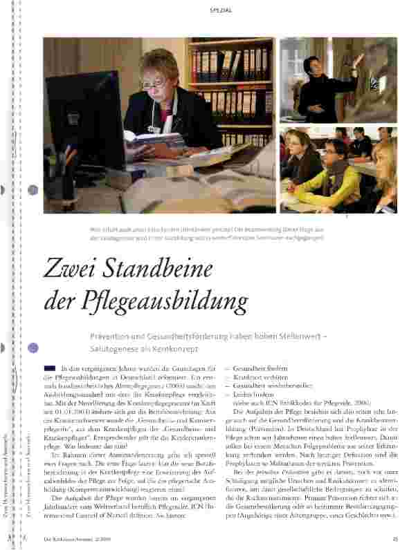 Vorschauseite 1: Zwei Standbeine der Pflegeausbildung