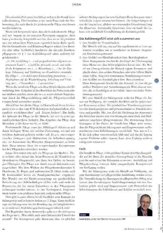 Vorschauseite 2: Zwei Standbeine der Pflegeausbildung