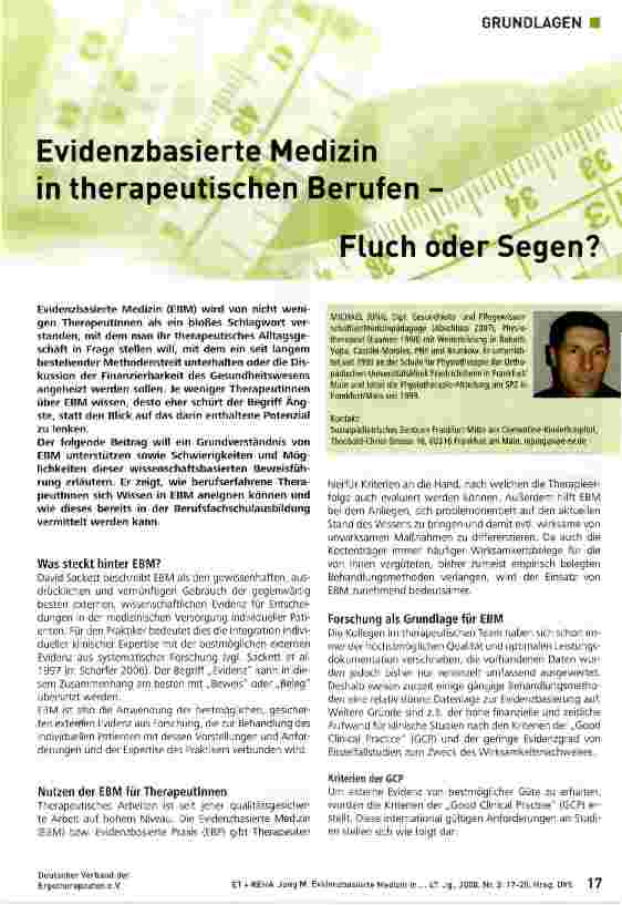 Vorschauseite 1: Evidenzbasierte Medizin in therapeutischen Berufen - Fluch oder Segen?