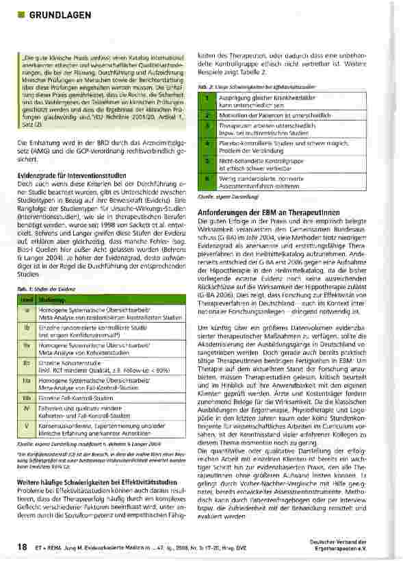 Vorschauseite 2: Evidenzbasierte Medizin in therapeutischen Berufen - Fluch oder Segen?
