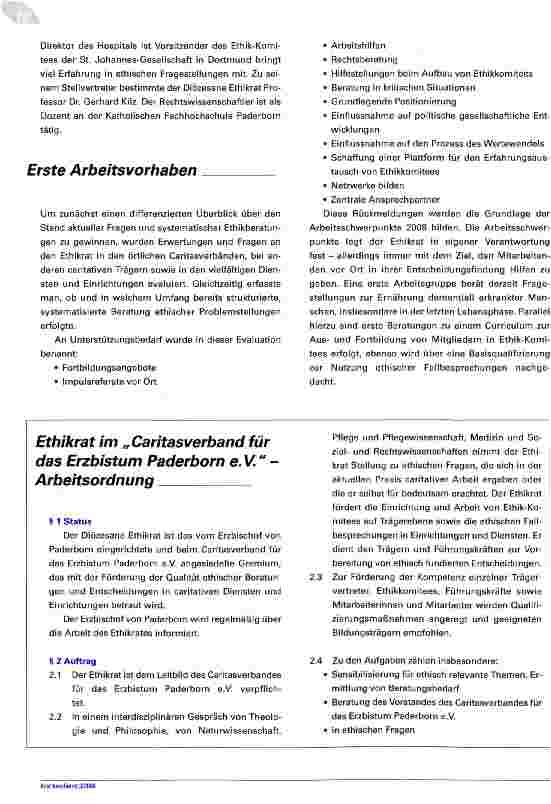 Vorschauseite 3: Diözesaner EthikratZielsetzung und erste Schritte im Erzbistum Paderborn