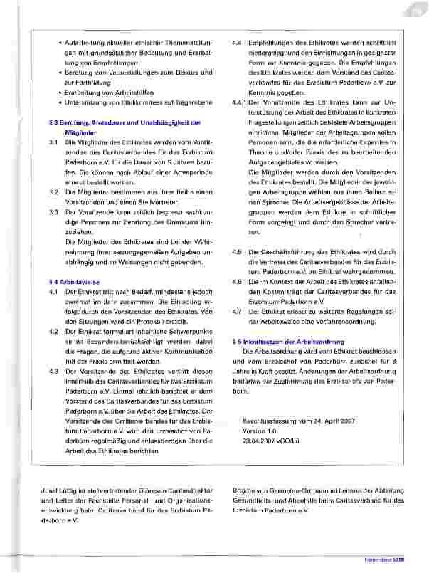 Vorschauseite 4: Diözesaner EthikratZielsetzung und erste Schritte im Erzbistum Paderborn