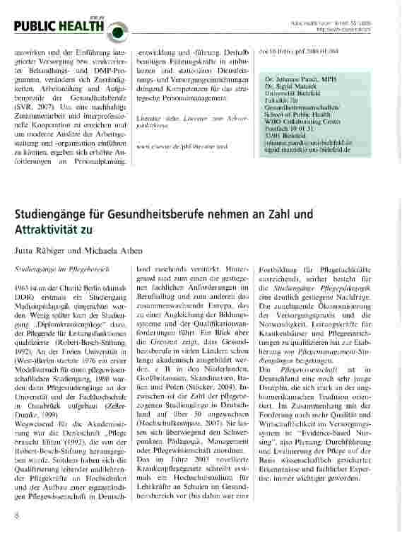Vorschauseite 1: Studiengänge für Gesundheitsberufe nehmen an Zahl und Attraktivität zu