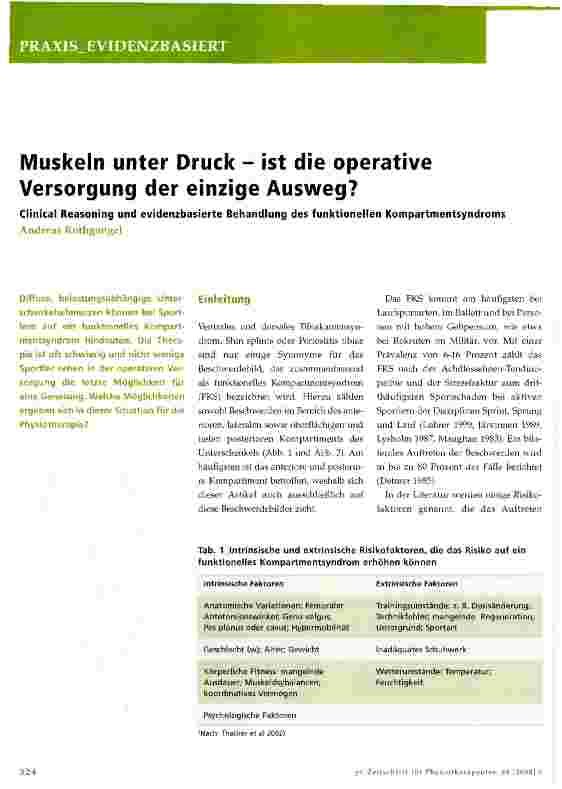 Vorschauseite 1: Muskeln unter Druck - ist die operative Versorgung der einzige Ausweg?