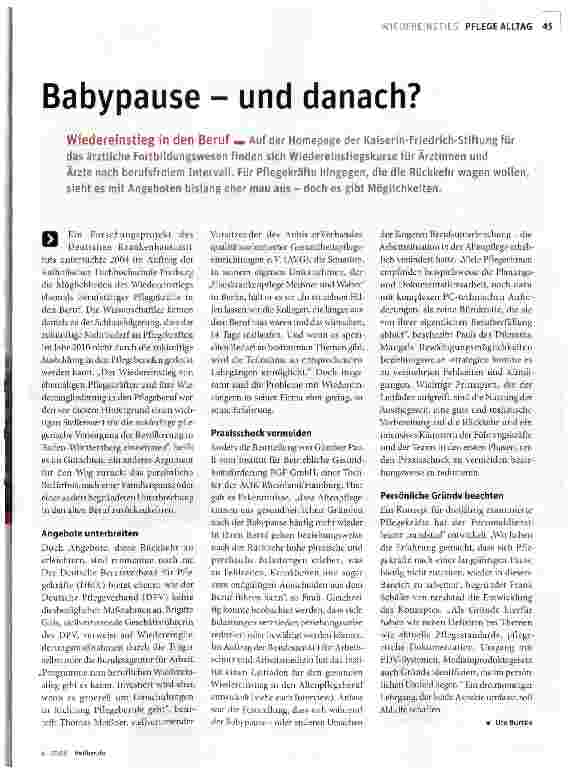 Vorschauseite 1: Babypause - und danach?