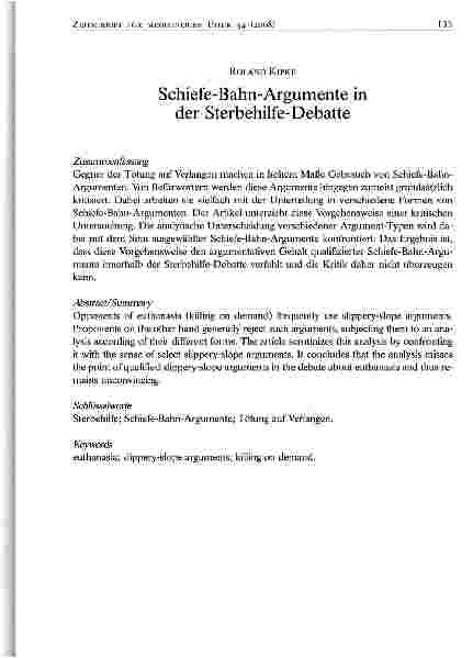 Vorschauseite 1: Schiefe-Bahn-Argumente in der Sterbehilfe-Debatte
