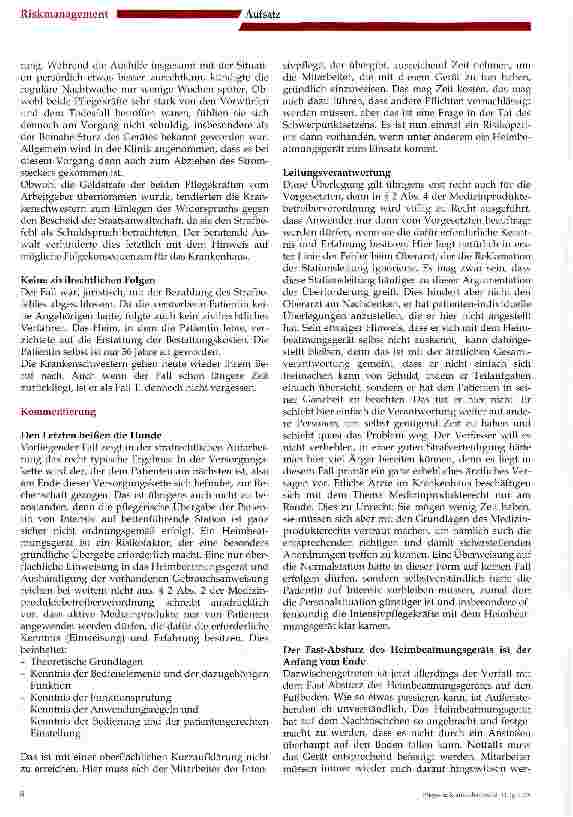 Vorschauseite 3: Fehlerhafte Handhabung eines Heimbeatmungsgerätes im Klinikum