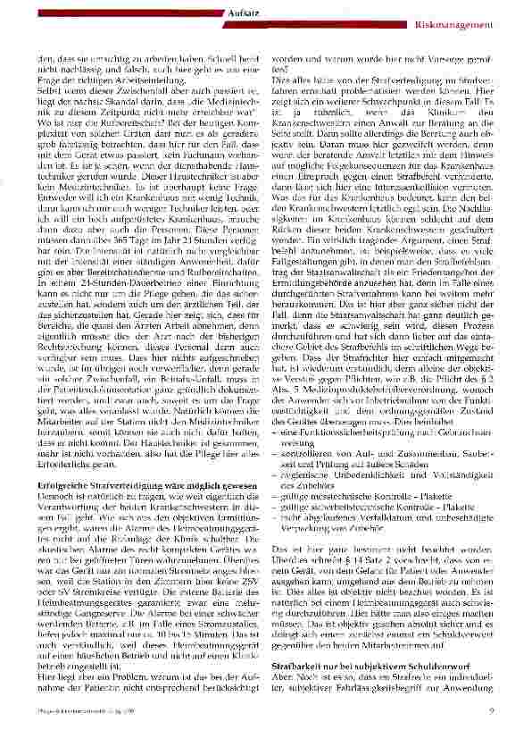 Vorschauseite 4: Fehlerhafte Handhabung eines Heimbeatmungsgerätes im Klinikum