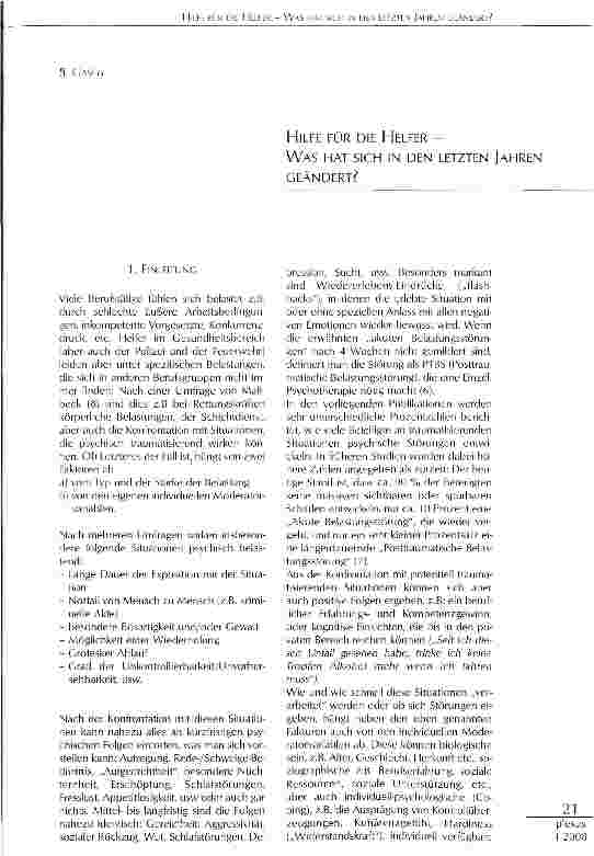 Vorschauseite 1: HILFE FÜR DIE HELFER - WAS HAT SICH IN DEN LETZTEN JAHRENGEÄNDERT?