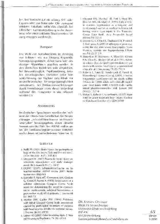 Vorschauseite 5: UNTERSUCHUNG UND ERSTVERSORGUNG NEUROTRAUMATOLOGISCHER PATIENTEN