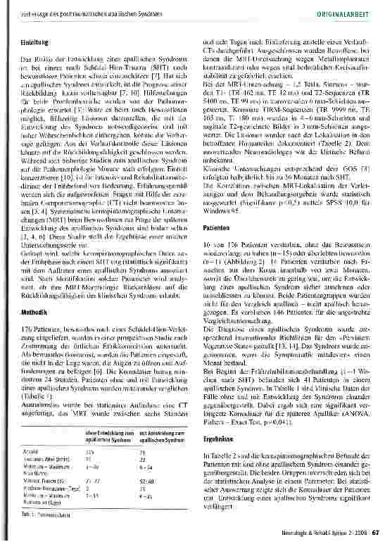 Vorschauseite 2: Vorhersage des posttraumatischen apallischen Syndroms