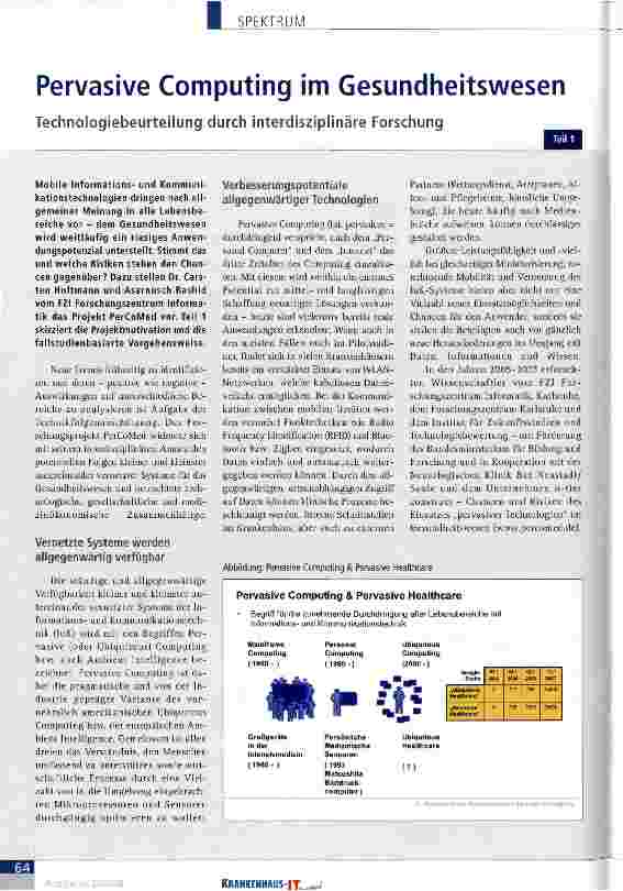 Vorschauseite 1: Pervasive Computing im Gesundheitswesen